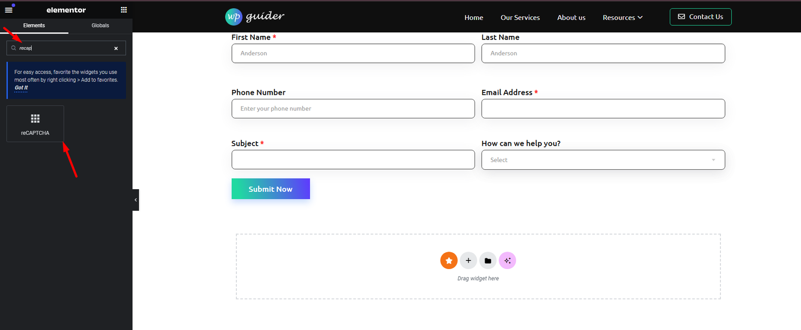 add recaptcha widget to MetForm
