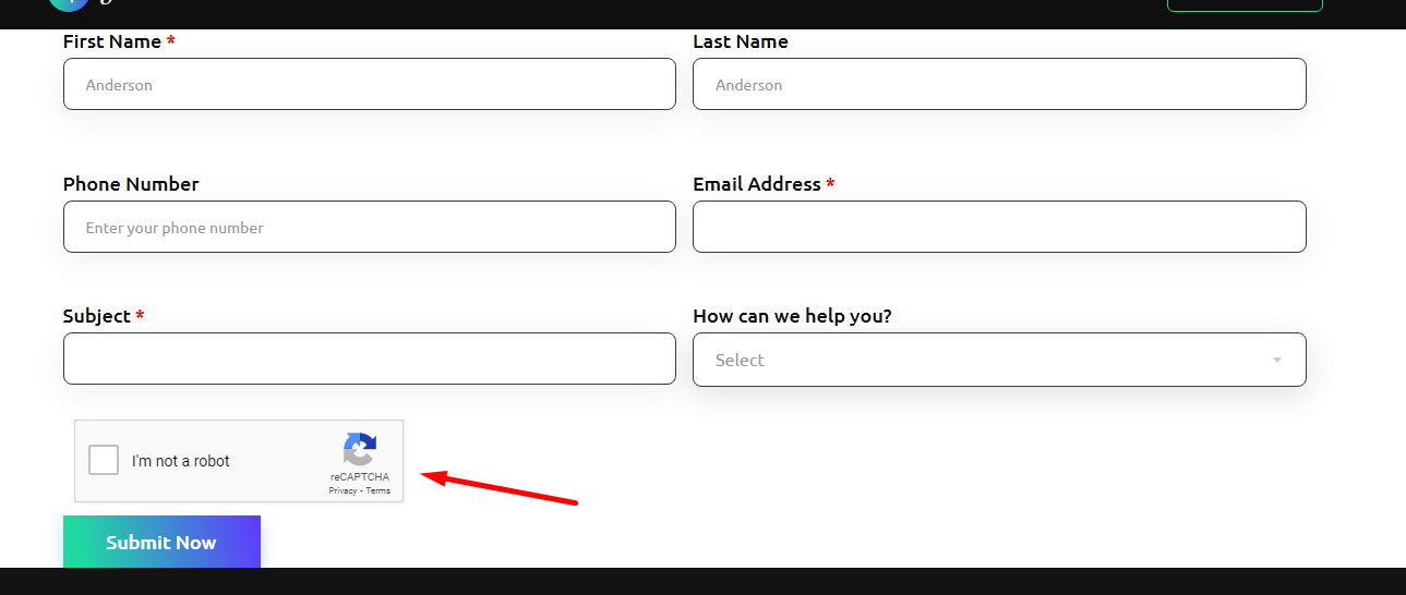 recaptcha metForm integration