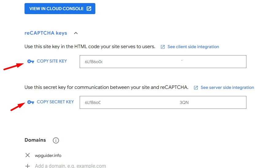 recapcha secrect key