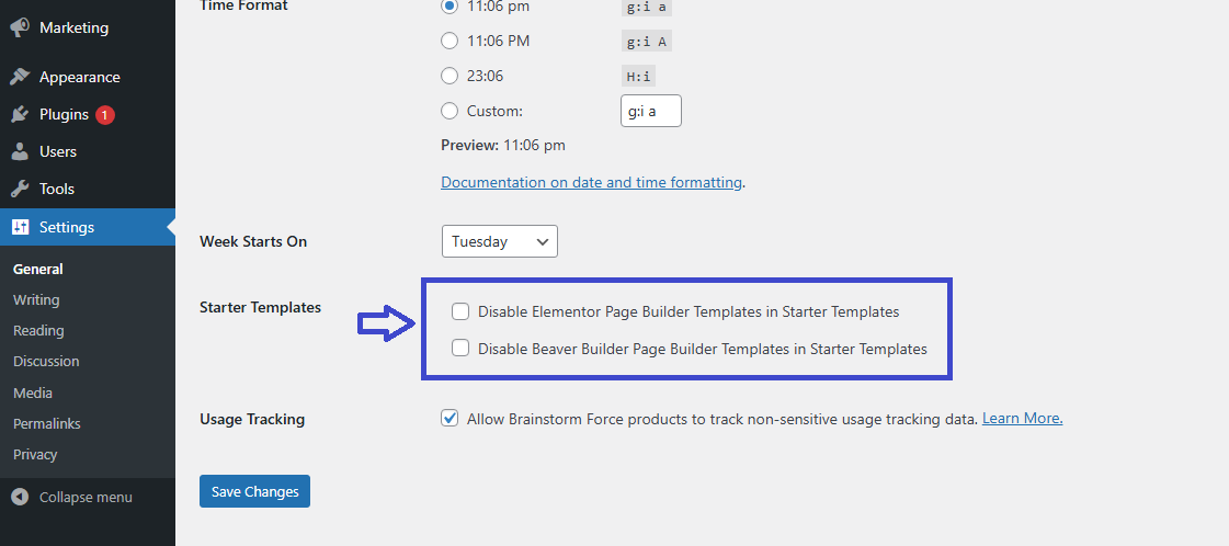 starter template import issue
