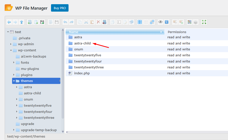 child theme folder